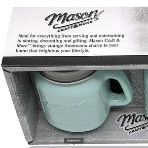MASON SALT AND PEPPER SHAKERS WITH LIDS AND HANDLES